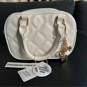 Blush Crush Quilted White NWT Women's Crossbody Bag with Gold Charms Vegan